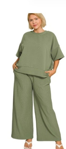 Olive 2 piece pant set Plus