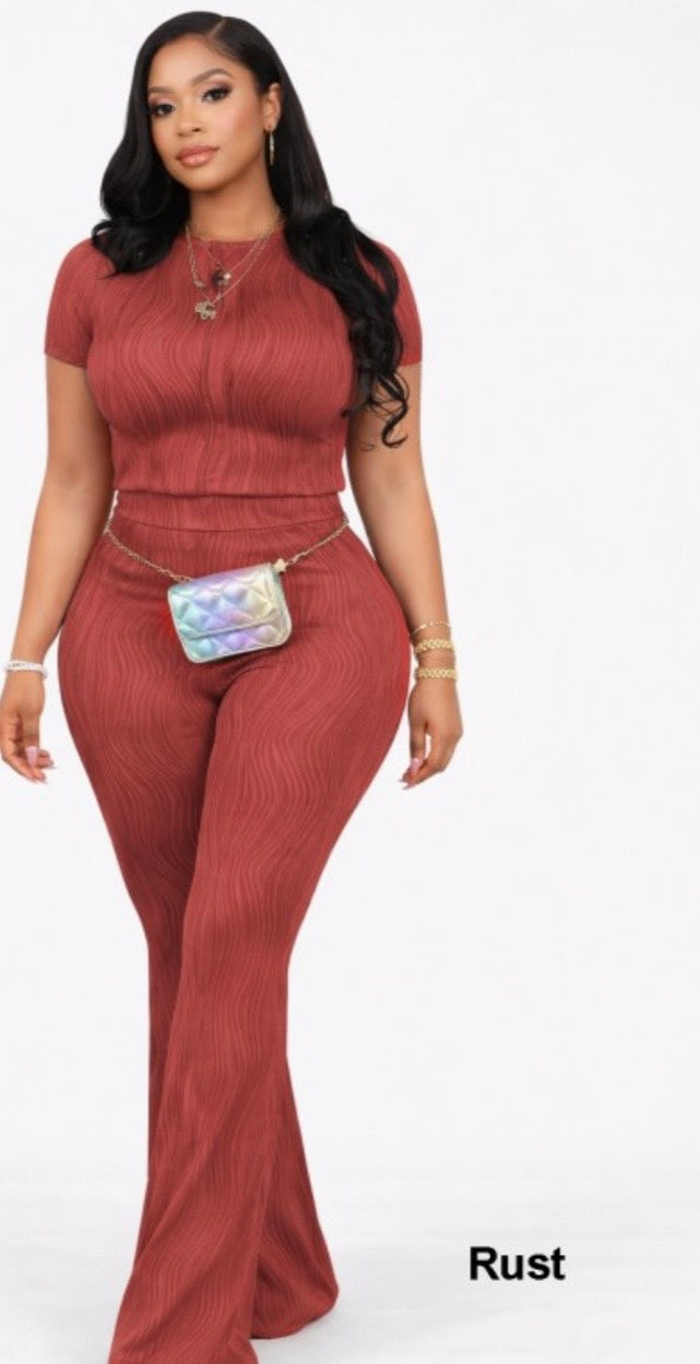 2 Piece Bliss Pant Set Rust