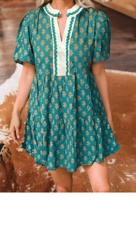summer  floral dress green