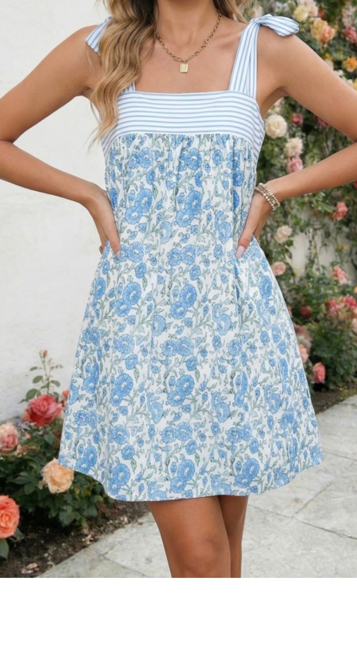 sky blue bow knot tie dress
