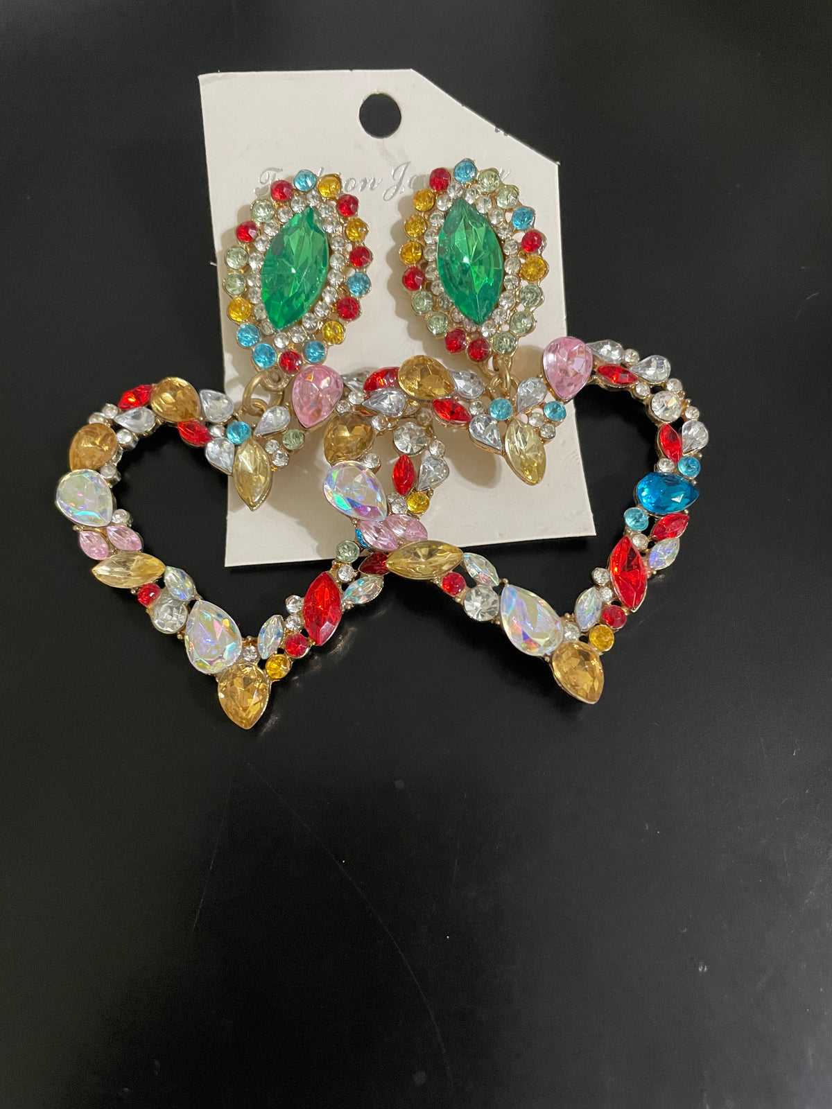 heart muti color earring