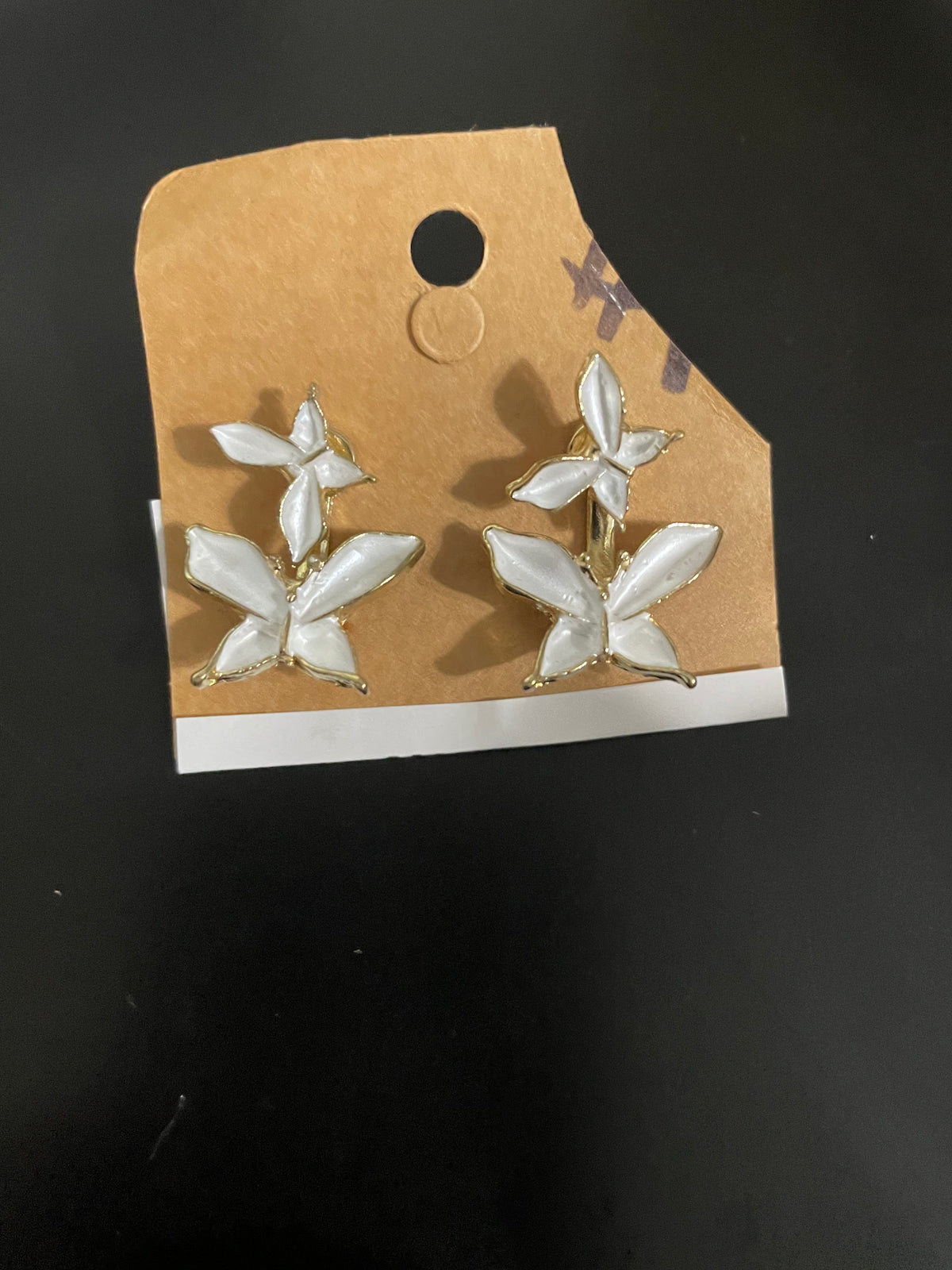 white butterfly flower earrings