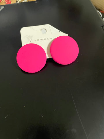 hot pink button earring
