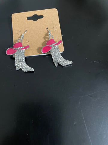 pink blink cowgirl earrings