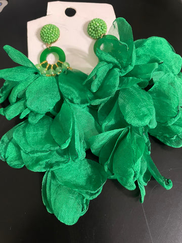 Green Droplet flower earring
