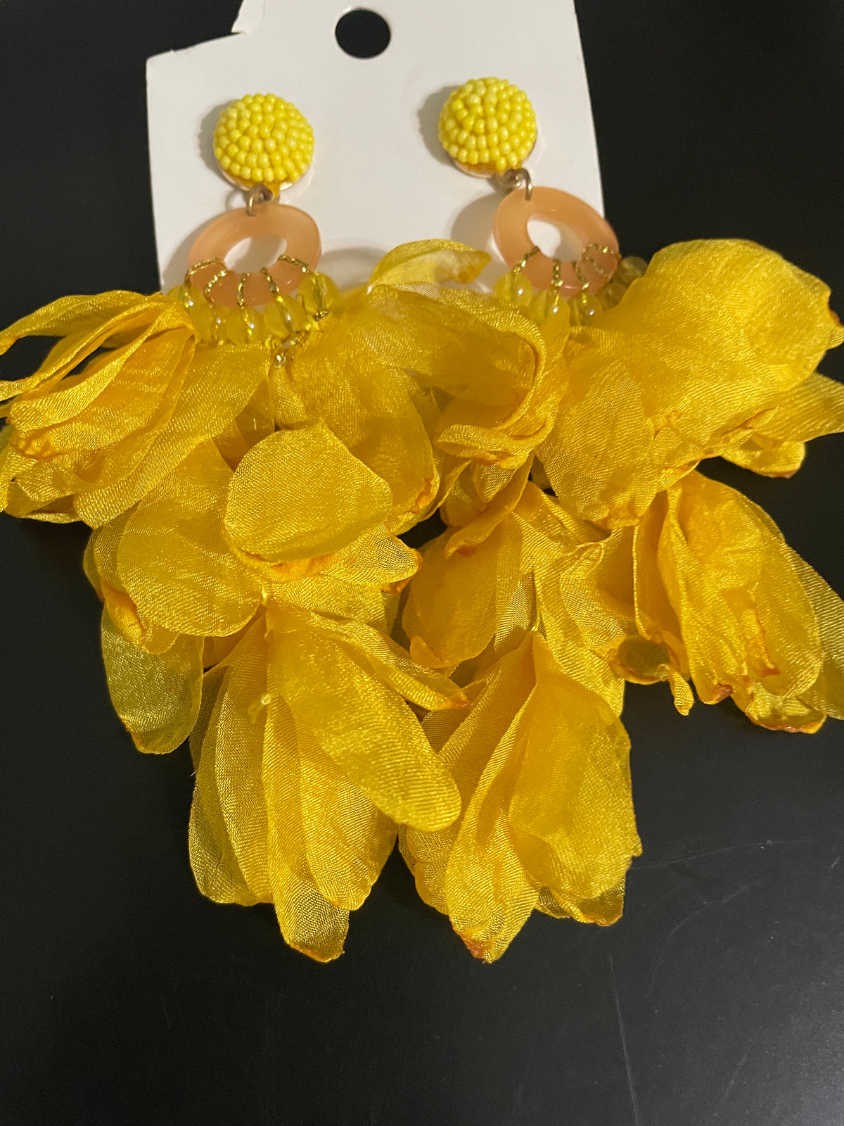 yellow droplet flower earring