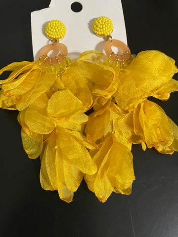 yellow droplet flower earring