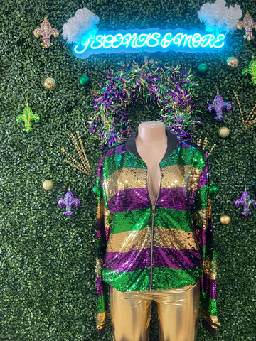 Madri Gras Tri Color Sequin Jacket