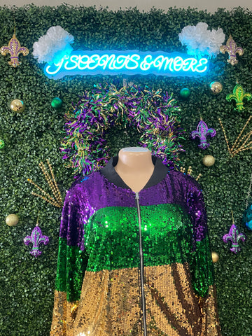 Mardi Gras Tri Color Sequin Jacket