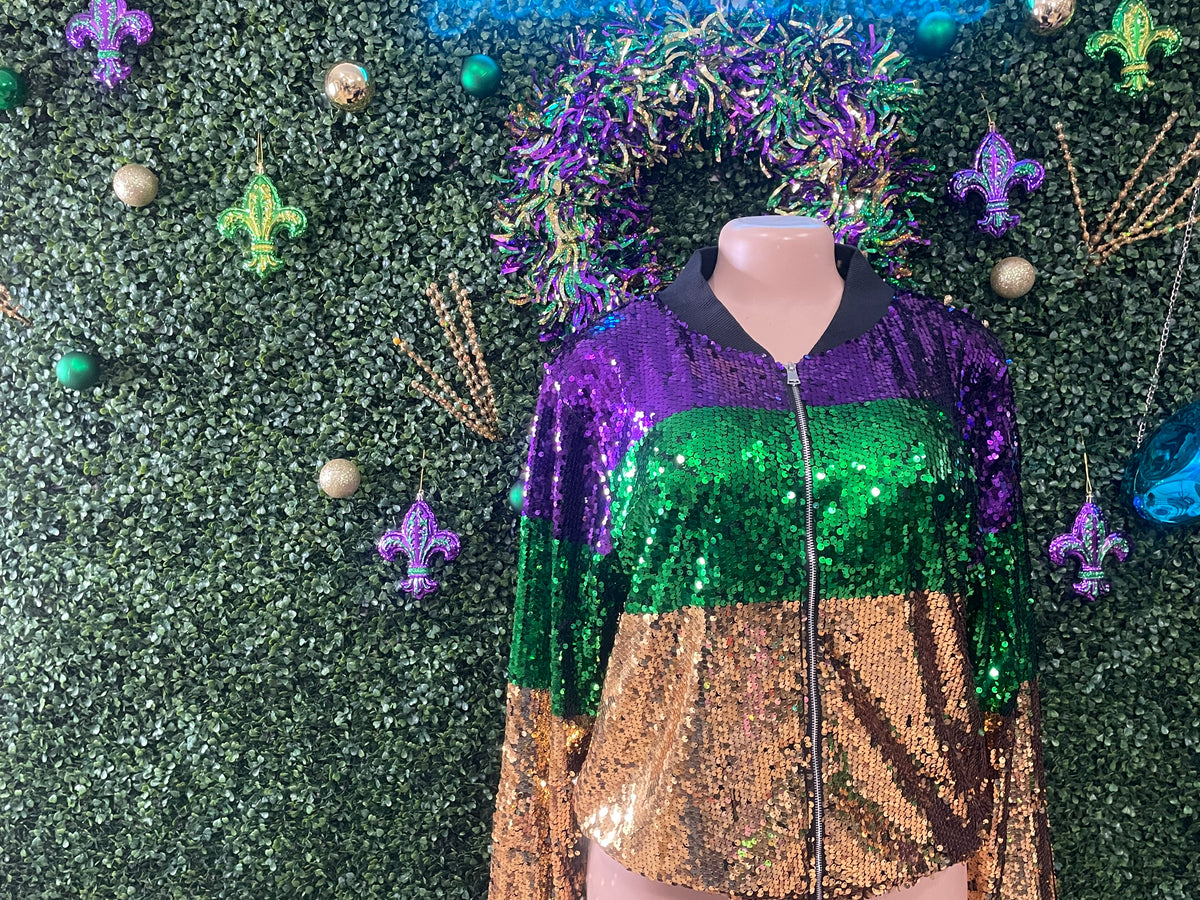 Mardi Gras Tri Color Sequin Jacket