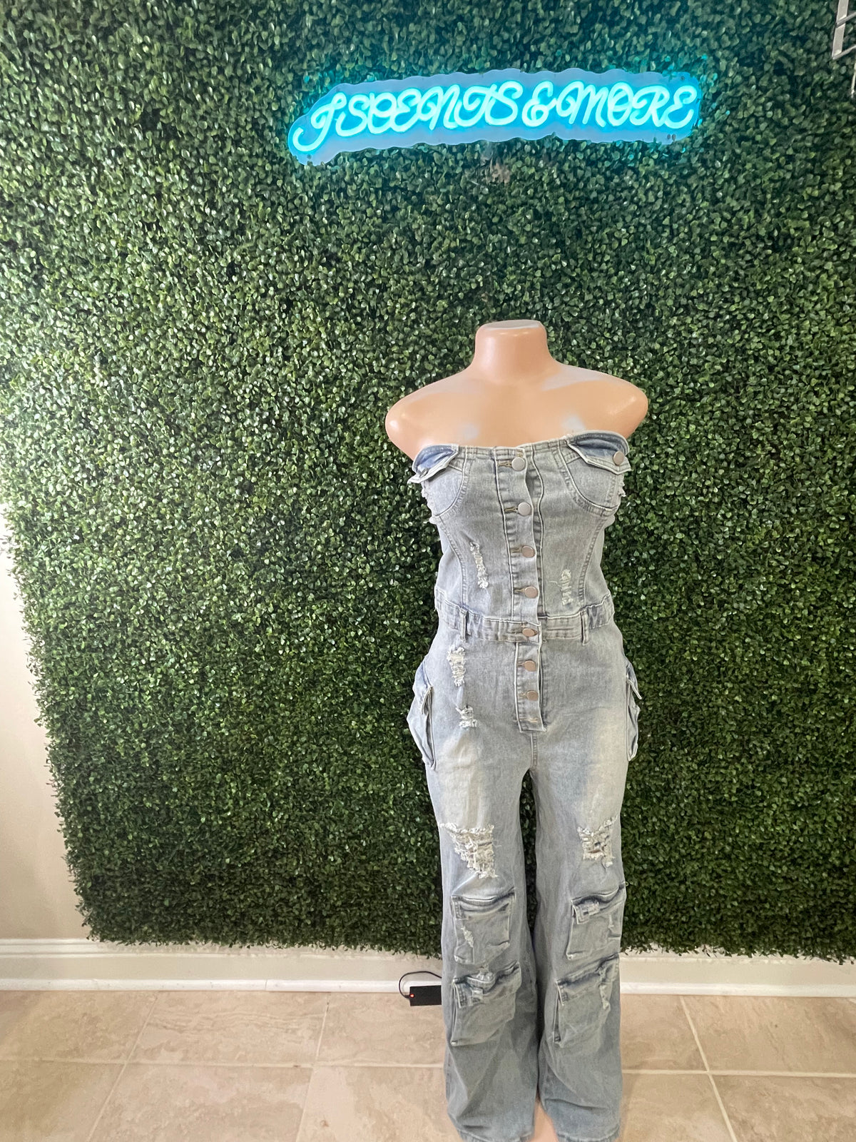 Distress  Halter Romper