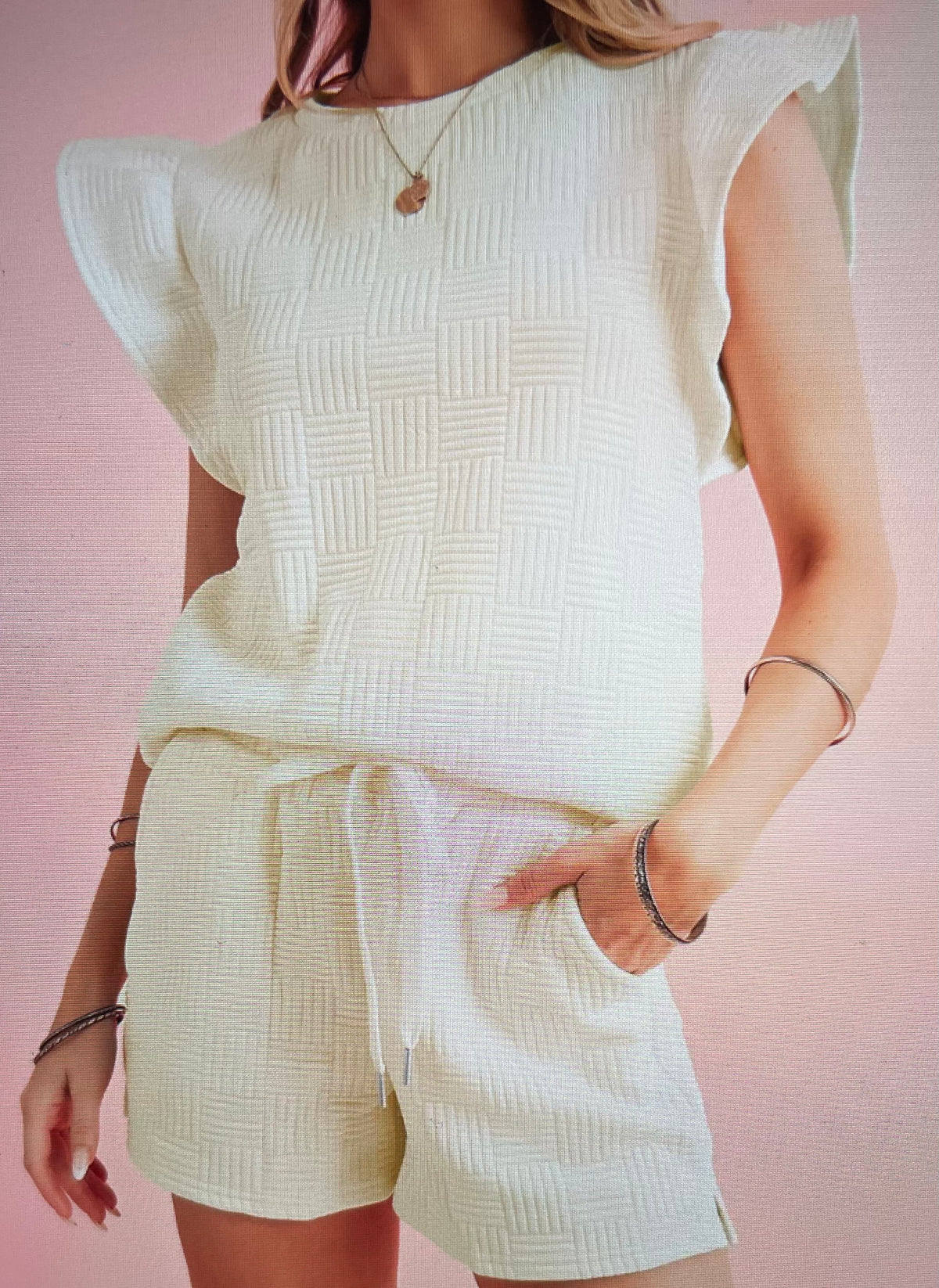 Apricot Ruffle Short Set