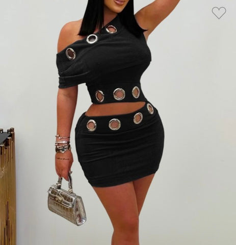 2 piece gold ring skirt set