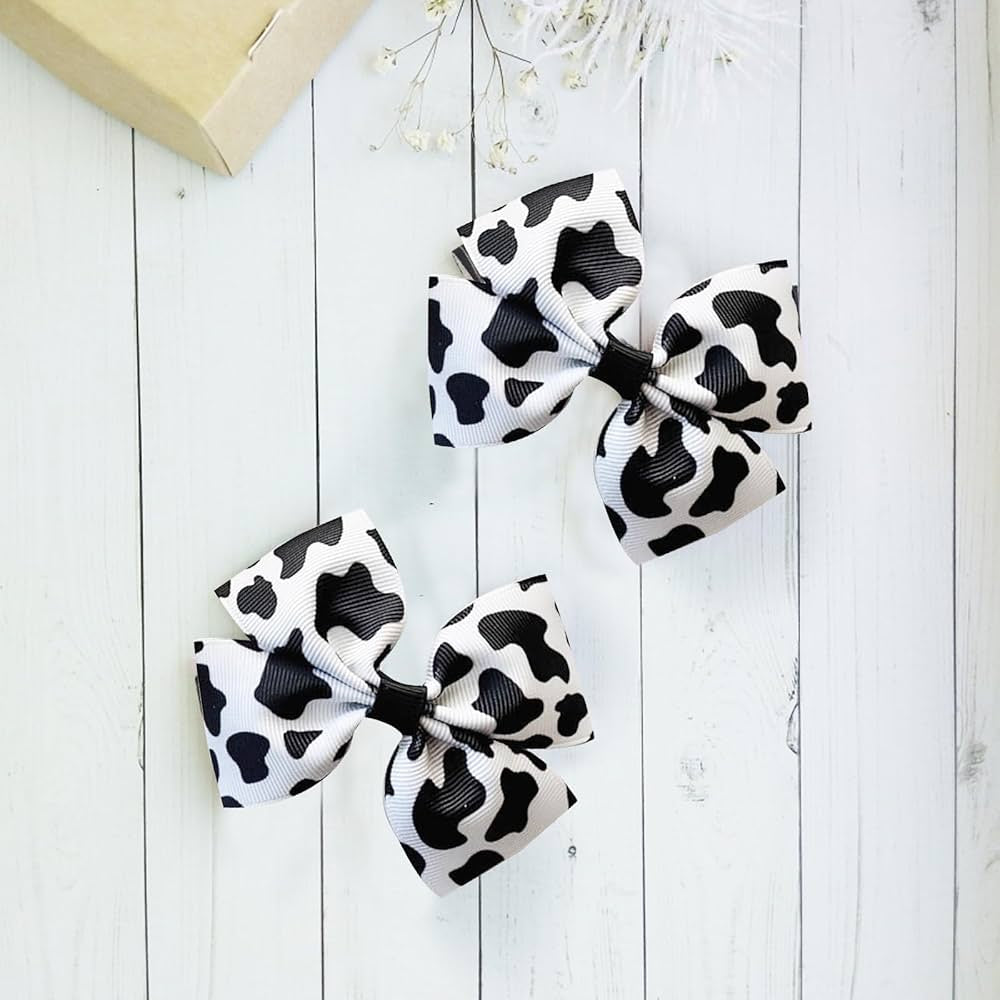 Cow Print Hair Bows