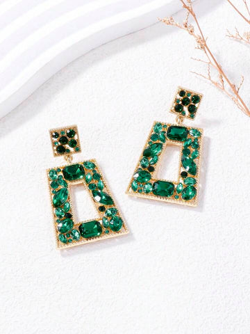 Green Rhinestone Earrings