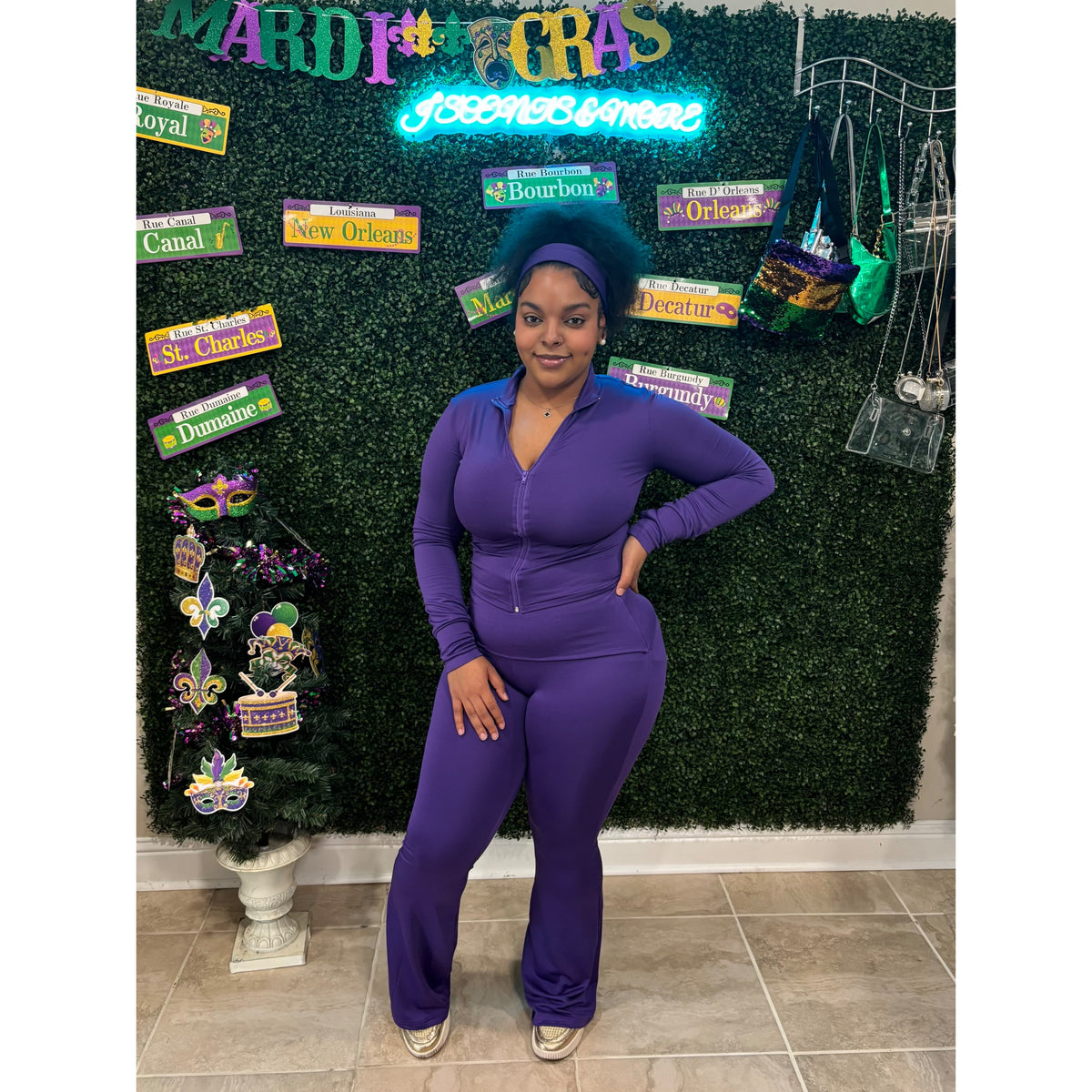 TRACK SUIT PURPLE WITH HEADBAND